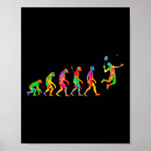 Poster Engraçado Badminton Colorido Para Homens Mulheres