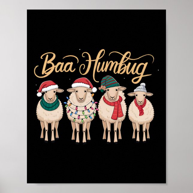 Poster Engraçado Bah Humbug Natal Engraçado Ovelha Natal  (Frente)