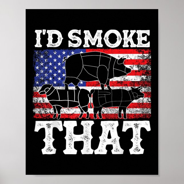 Poster Engraçado Barbecue I d Fumar Esse Patriótico Grill (Frente)
