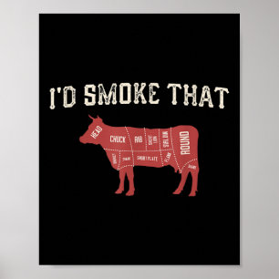 Poster Engraçado Barbecue Lover Vaca Gráfico Homens Carne