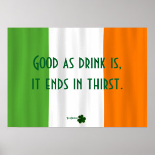 Poster Engraçado Bebendo Irlandês Proverb Flag Shamrock