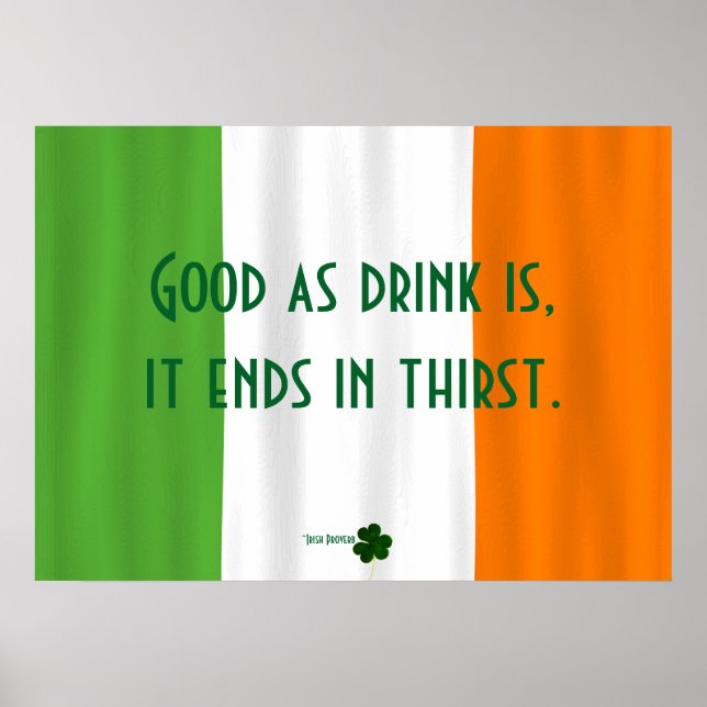 Poster Engraçado Bebendo Irlandês Proverb Flag Shamrock P (Frente)
