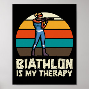 Poster Engraçado Biathlon Winter Ski Divertimento de Esqu