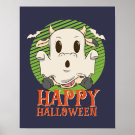 Poster Engraçado Boo Fantasma Vaca Moo Feliz Dia das Brux