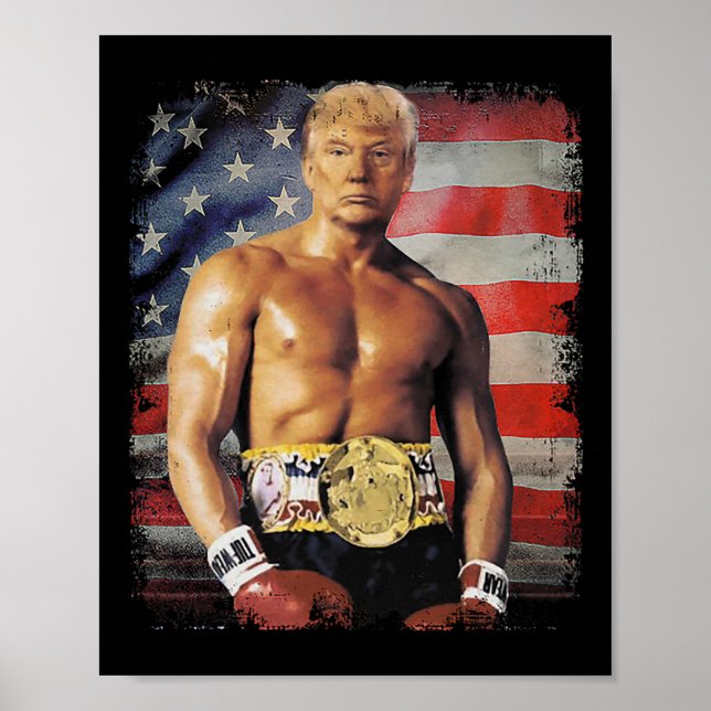 Poster Engraçado Boxer Trump Trump Rocky Meme (Frente)