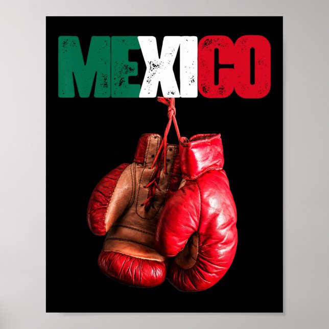 Poster Engraçado Boxing - Adoro Boxear o México (Frente)