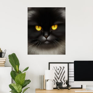 Poster Engraçado Bravo Gato Persa Preto Fluffy