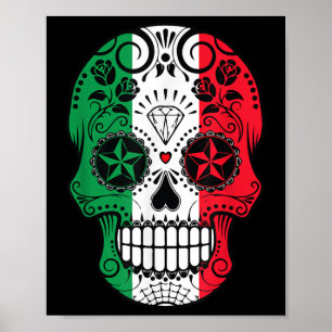 Poster Engraçado cabeça do crânio mexicano Cinco de Mayo