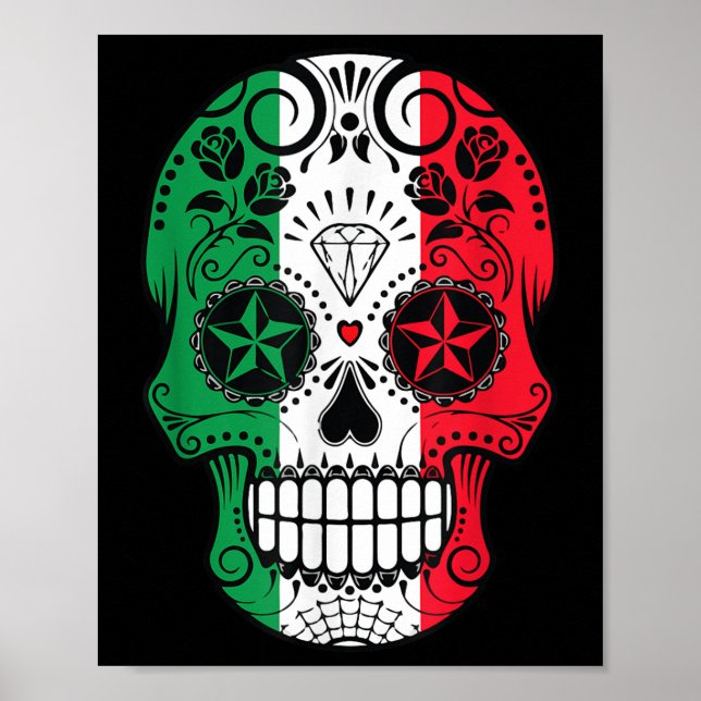 Poster Engraçado cabeça do crânio mexicano Cinco de Mayo  (Frente)