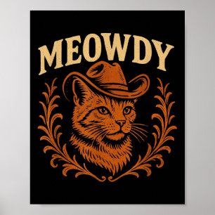 Poster Engraçado Cabeleireiro Gato Hat Country Music West