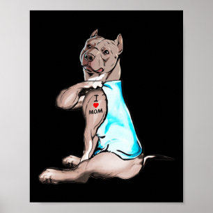 Poster Engraçado Cachorro, Adoro Mamãe Cachorro De Tatuag