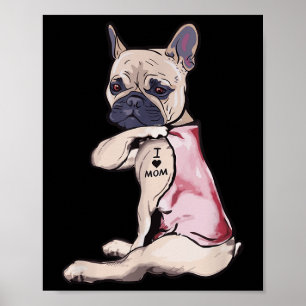 Poster Engraçado Cachorro, Adoro Mamãe, Tatuagem, Present
