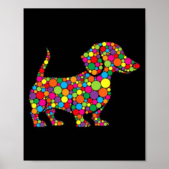 Poster Engraçado Cachorro Dachshund Amantes Bolinhas Feli (Frente)