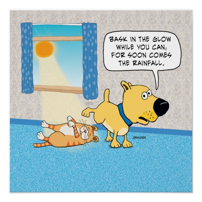 Pôster Engraçado Cachorro Fazendo Xixi na Cat Poster (Frente)