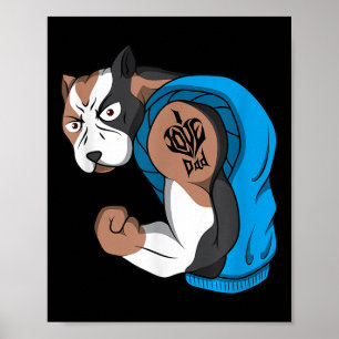 Poster Engraçado Cachorro Touro Adoro Tatuagem Pai Tampão