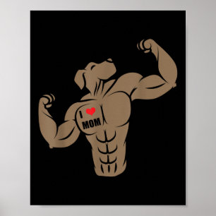 Poster Engraçado Cachorro-Touro Musculoso Adoro Mamãe Tat
