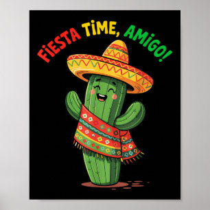 Poster Engraçado Cactus Cinco De Mayo Meninos Miúdos Mexi
