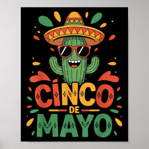Poster Engraçado Cactus E Sombrero Cinco De Mayo Cactus S