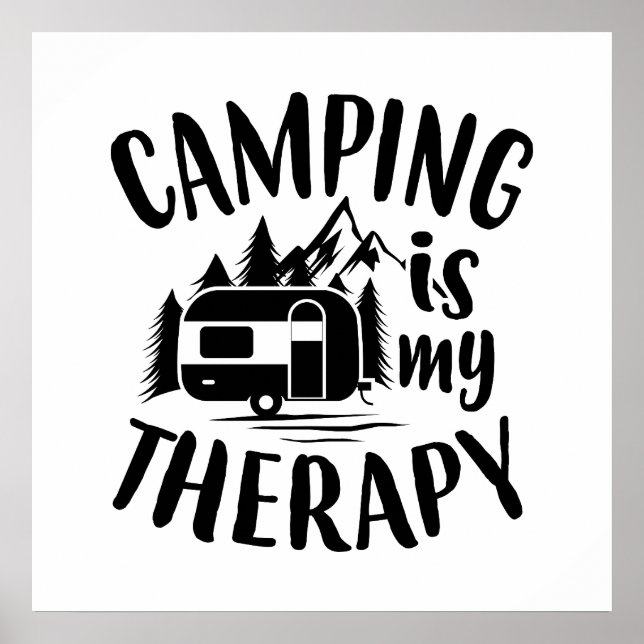 Poster Engraçado Camping é minha Terapia palavra arte (Frente)