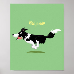 Poster Engraçado Cão da Borda Collie executando desenho a