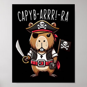 Poster Engraçado Capyb-arrr-ra Pirate Capybyra Halloween 