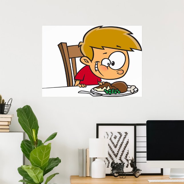 Poster Engraçado Cartoon Boy animado para Janta (Criador carregado)