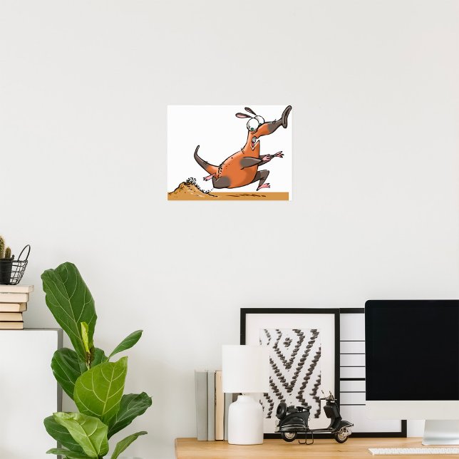 Poster Engraçado Cartoon De Ateador Quirky Running Animal (Criador carregado)