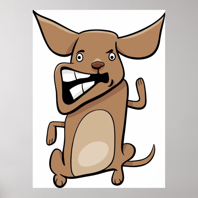 Poster Engraçado Cartoon Louco Cachorro Hilarious Cute Pe (Frente)