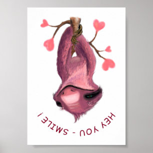 Poster Engraçado Cartoon Romântico Sloth Smile - Person