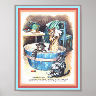 Poster Engraçado Cats Bath por Louis Wain Vintage Art cop