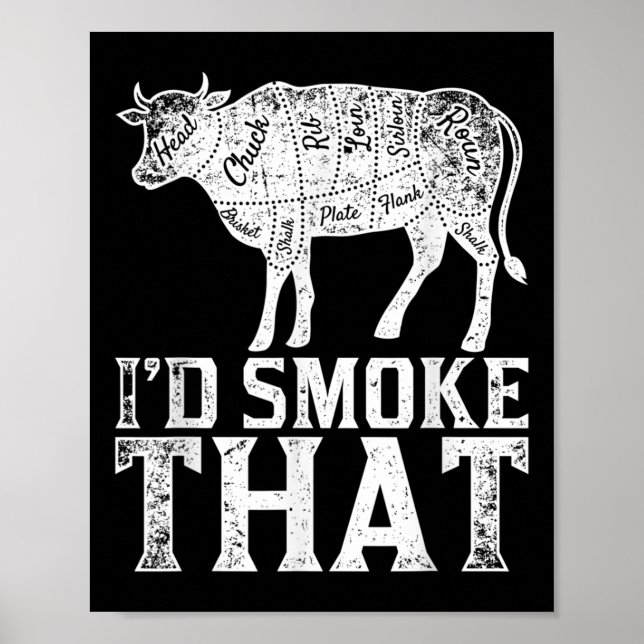 Poster Engraçado Churrasco Chef Griling Smoak Lover Gift  (Frente)