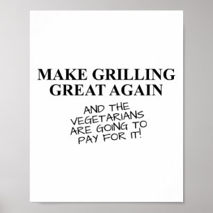 Poster Engraçado Churrasco Grelando Fumante Tumulto Tumul
