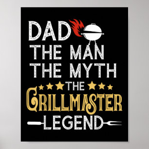 Poster Engraçado Churrasco Grelha Pai O Homem O Mito A Le