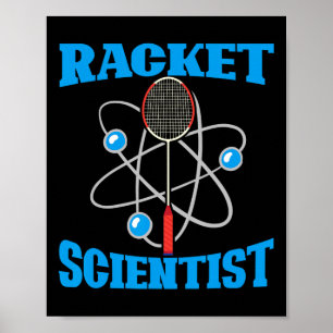 Poster Engraçado Cientista Racket Badminton Jogador Espor