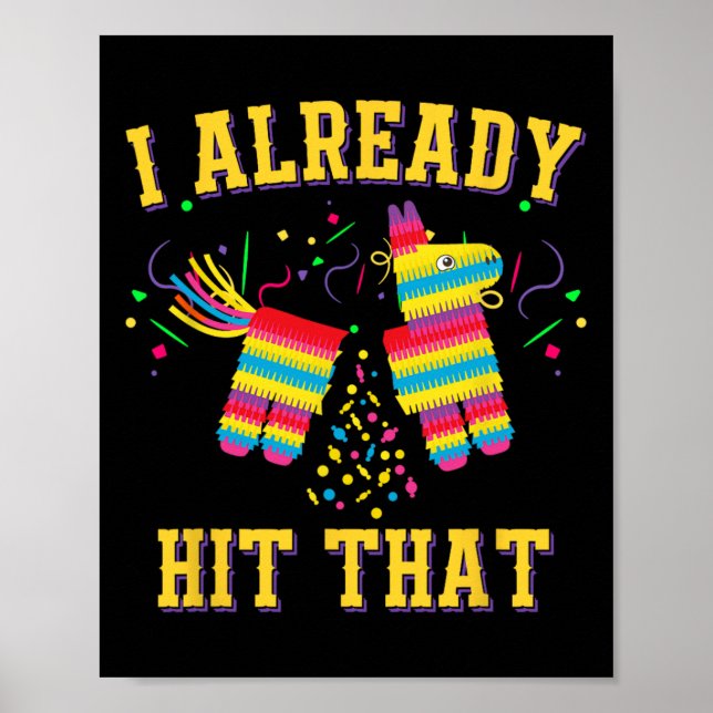 Poster Engraçado Cinco De Mayo Cute Pinata Eu Já Acertei  (Frente)