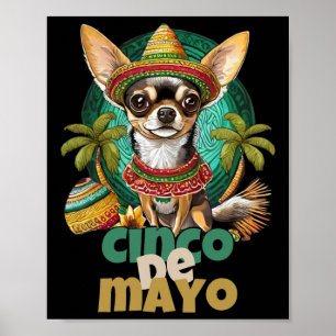 Poster Engraçado Cinco De Mayo Dog Design Cute Chihuahua