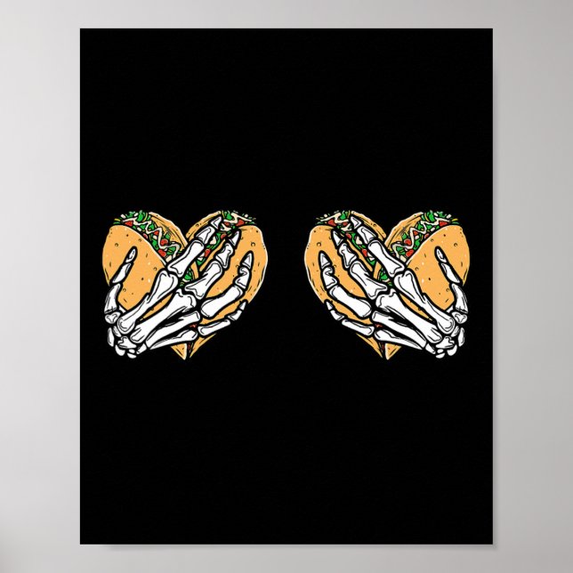 Poster Engraçado Cinco De Mayo Taco Mãos-do-Crânio (Frente)
