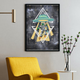 Poster Engraçado citação Humans não existe temático espac