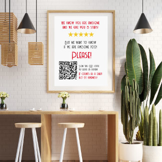 Poster Engraçado Código QR Deixe uma revisão única