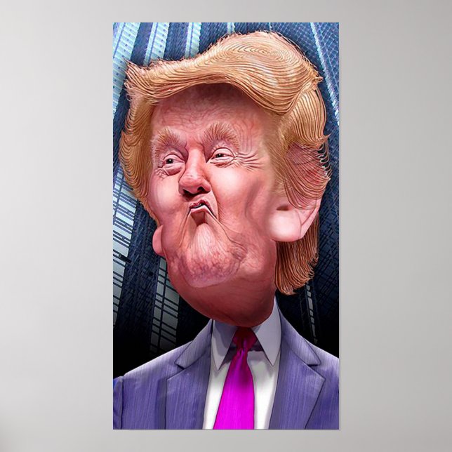Poster engraçado com caricatura de Donald Trump (Frente)