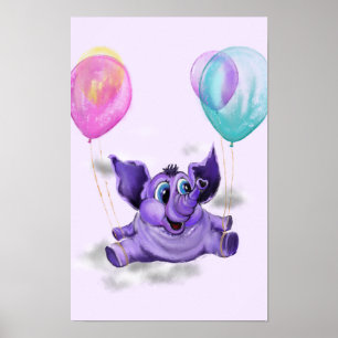 Poster engraçado com elefante feliz - Pintura