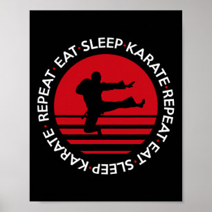 Poster Engraçado Comer Dormindo Karate Repetir