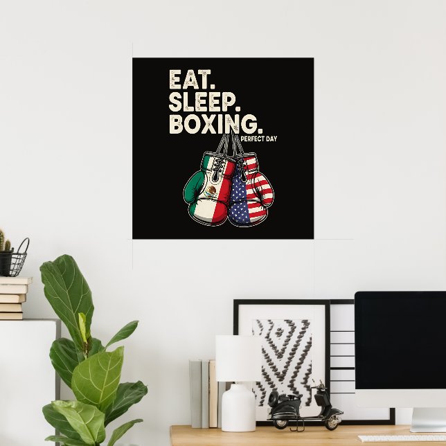 Poster Engraçado Comer Dormir Repetir Boxe (Escritório em casa)