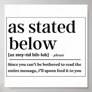 Poster Engraçado Como indicado abaixo