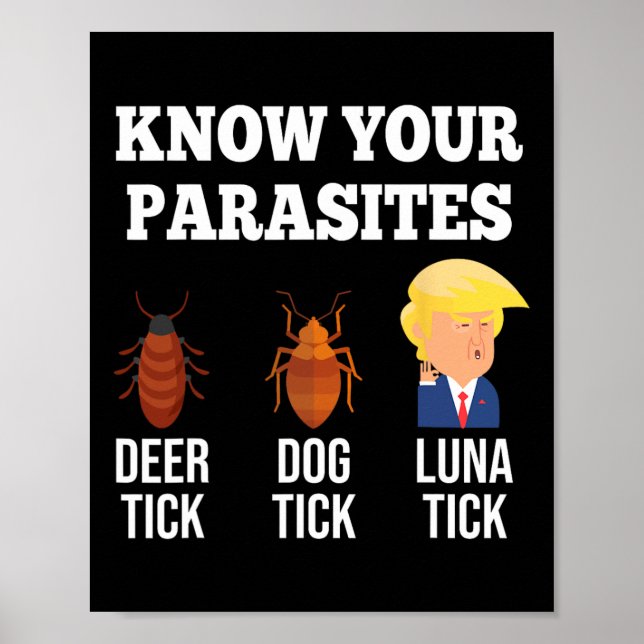 Poster Engraçado Conhece Seus Parasitas Anti-Trump Tick 2 (Frente)