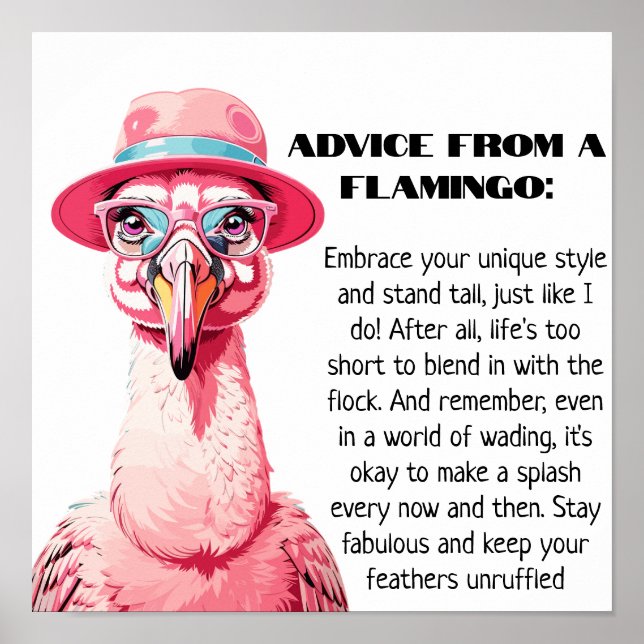 Poster Engraçado conselho de A Flamingo (Frente)