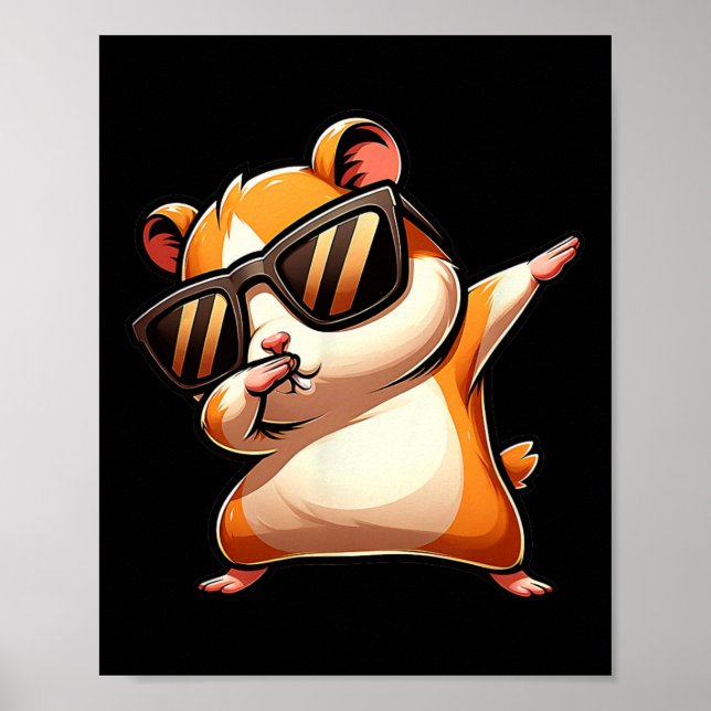 Poster Engraçado Dab Animal Dancing Dabbing Hamster Memór (Frente)