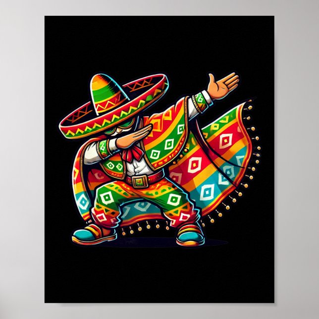 Poster Engraçado Dabbing Boys Mexicanos Poncho Cinco De M (Frente)