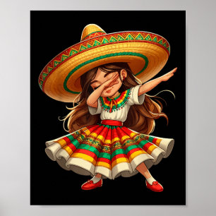 Poster Engraçado Dabbing mexicano Cinco de Mayo Girl