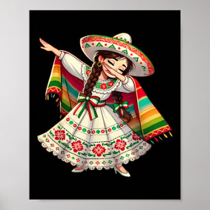 Poster Engraçado Dabbing mexicano Poncho Sombrero Cinco D